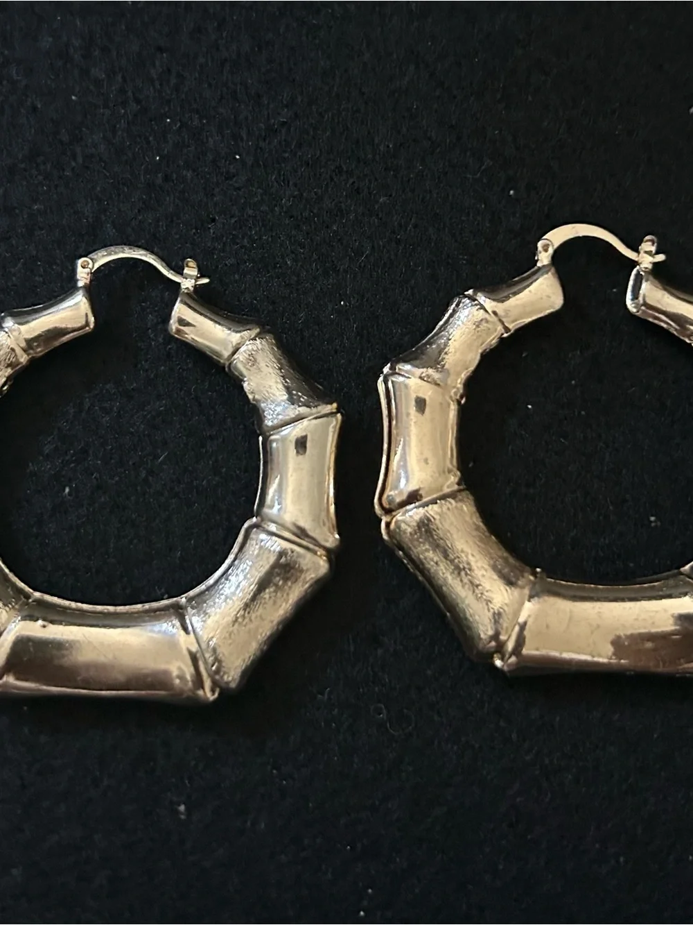 Vintage Gold Bamboo-Style Hoop Earrings - Women Jewelry